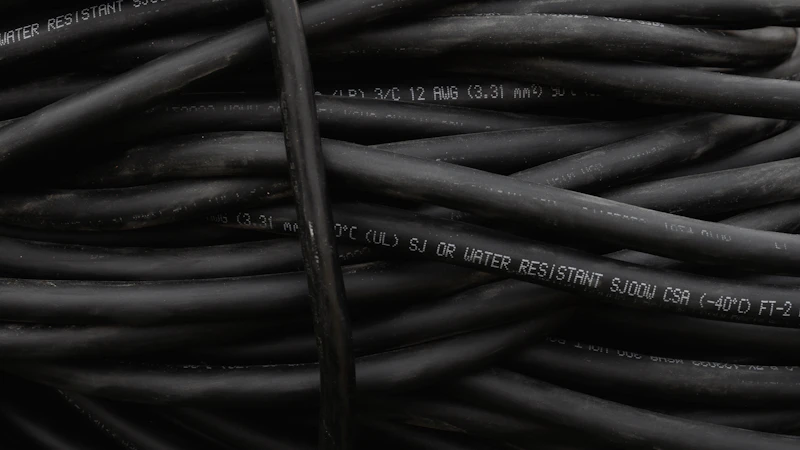 Dicht gepackte schwarze Kabel