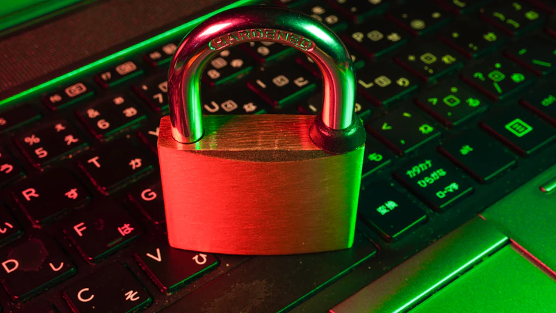Vorhängeschloss auf einer Laptop-Tastatur